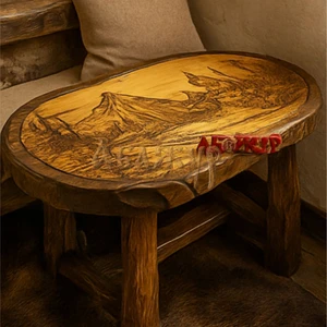 Журнальный стол «Горный рельеф» из массива сибирской сосны