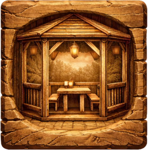 Беседки, качели, сад